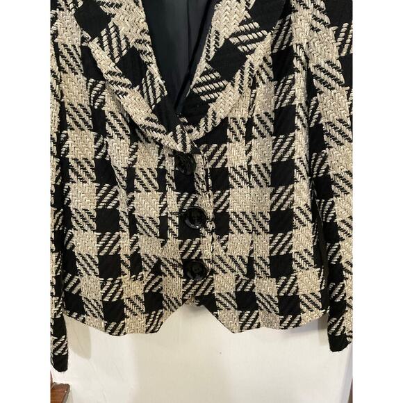 Coldwater Creek Womens Buffalo Check Chenille Jacket Blazer Plaid Sz 4 Small - Picture 4 of 7